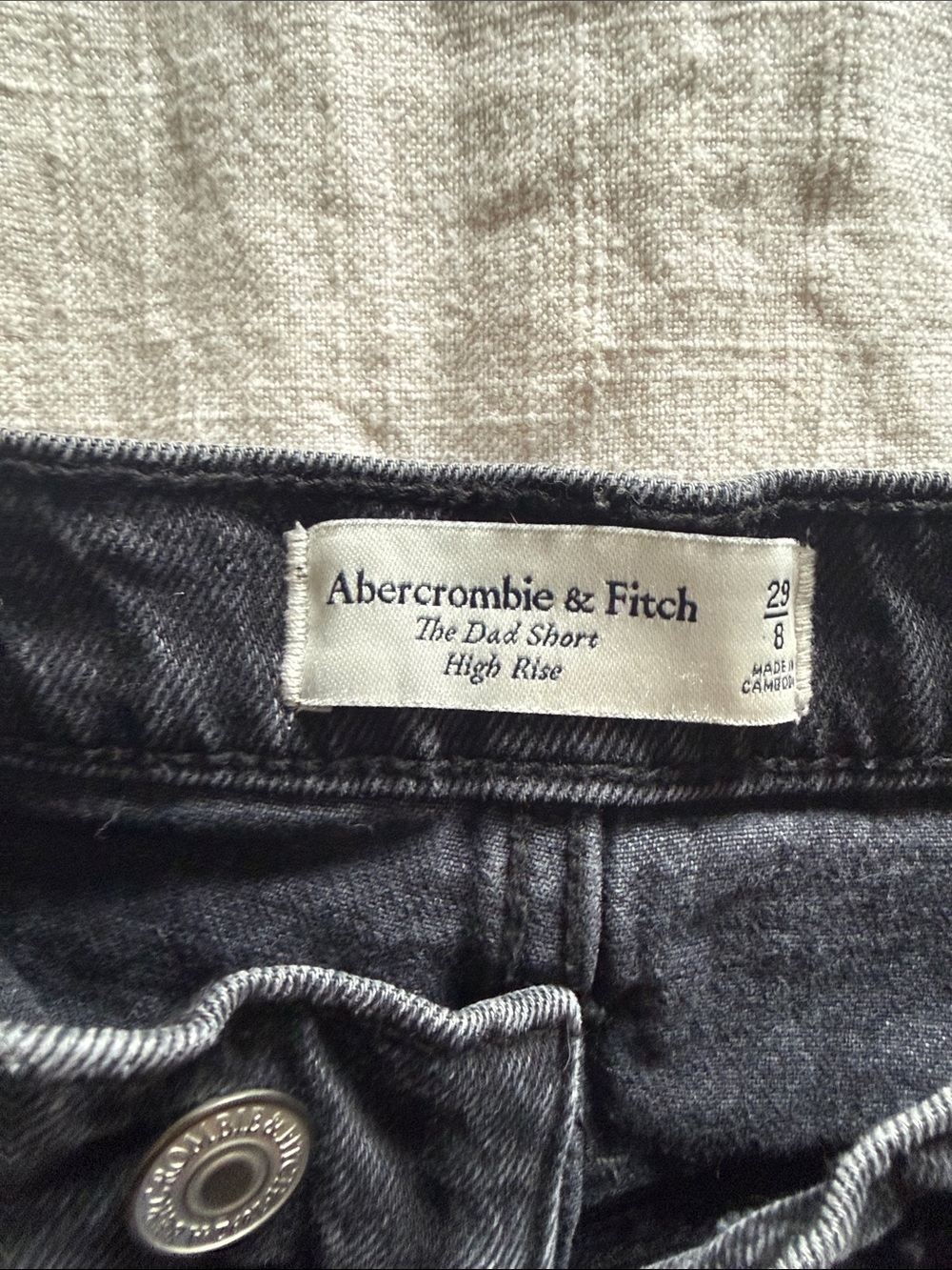 Abercrombie & Fitch Charcoal Black Frayed Denim Shorts - Picture 2 of 4